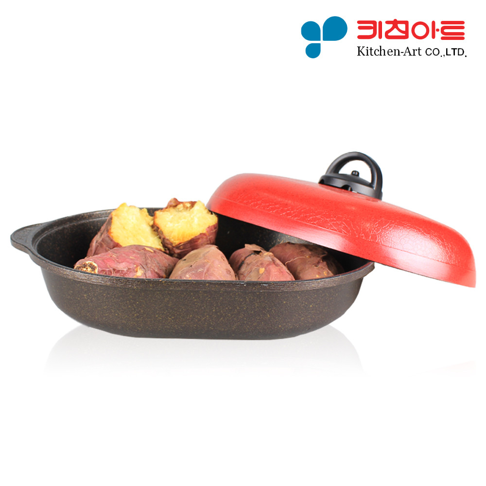 키친아트 고구마 군고구마 냄비 직화 매직 요술 팬 군밤 캠핑 타원
