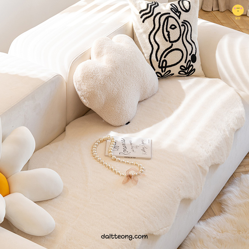 달떵 극세사 크림 밍크 퍼 쇼파 패드 러그 커버 매트 덮개 토퍼 3인4인 겨울70x150