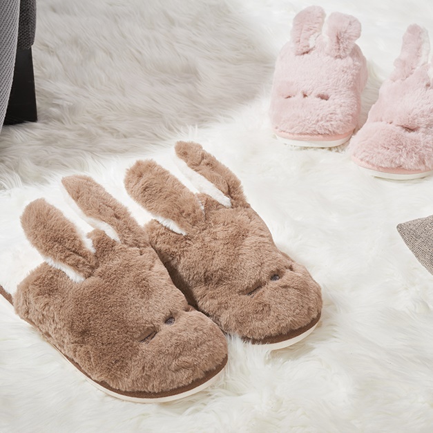 따뜻한 겨울용 커플 겨울 실외 슬리퍼 토끼 캠핑 털슬리퍼