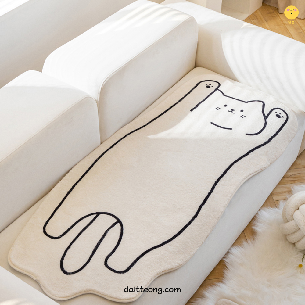 달떵 귀여운 극세사 귀여운 고양이 쇼파 패드 퍼 러그 커버 매트 3인4인 70x150