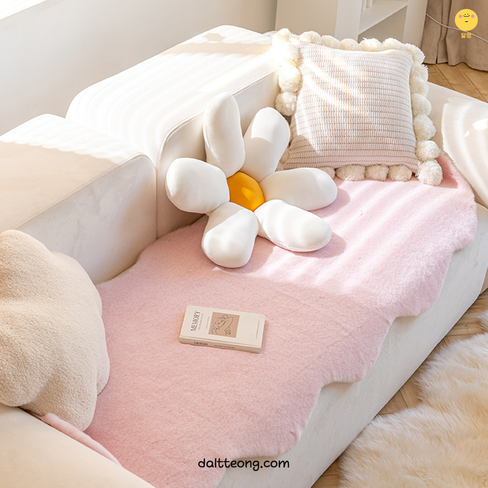달떵 극세사 크림 밍크 퍼 쇼파 패드 러그 커버 매트 덮개 토퍼 3인4인 겨울70x150