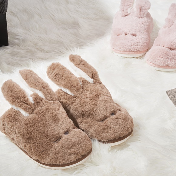 따뜻한 겨울용 커플 겨울 실외 슬리퍼 토끼 캠핑 털슬리퍼