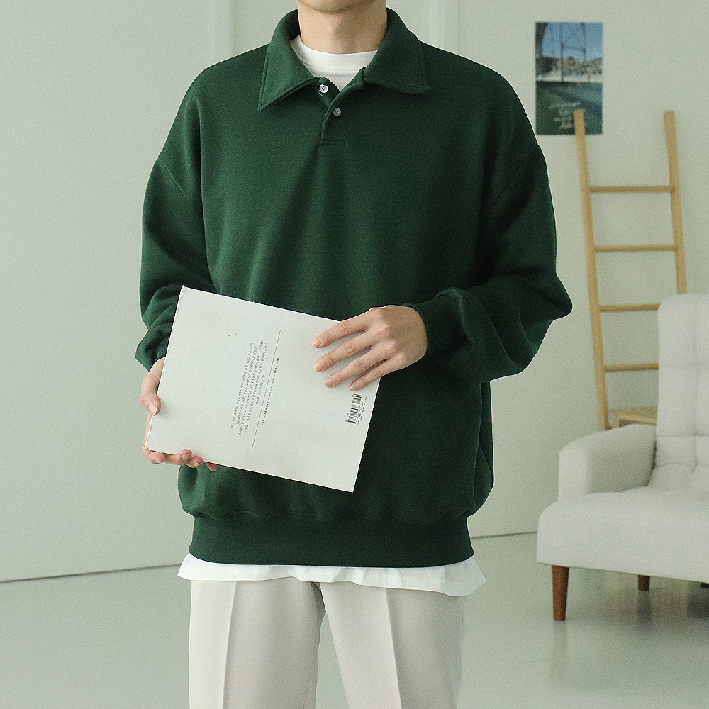 남자맨투맨 남자 기모 카라 맨투맨 - 상세 이미지 4