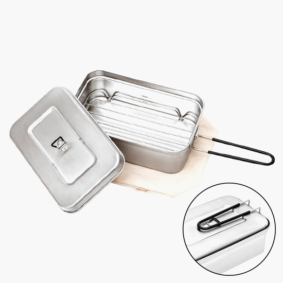 탑앤탑 메스틴 손잡이 사각반합 찜망 세트 스테인레스 경량 캠핑 반합 백패킹