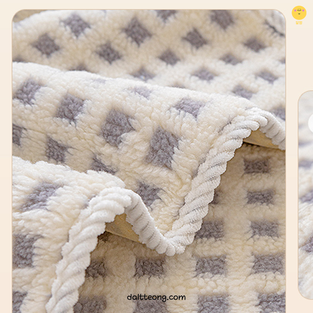 달떵 극세사 양털 퍼 쇼파 패드 그레이 체크 커버 러그 매트 덮개 3인 4인 70x180