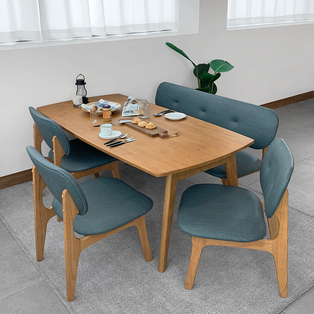 로포텐 올라 원목 6인용 식탁 세트 낮은 식탁 1700 의자3 벤치