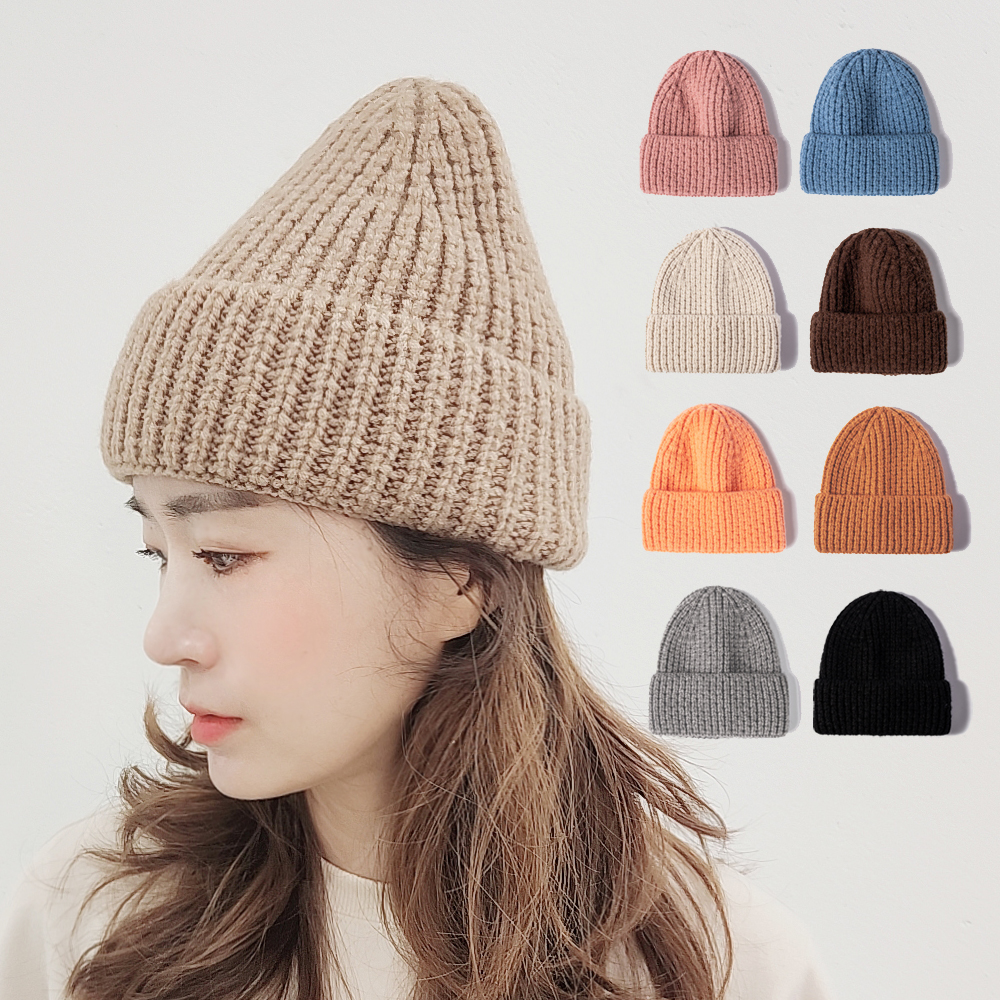 롱비니 여자 여성 겨울 남성 골지 니트 숏 비니 털모자