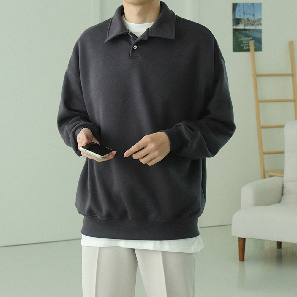 남자맨투맨 남자 기모 카라 맨투맨 - 상세 이미지 5