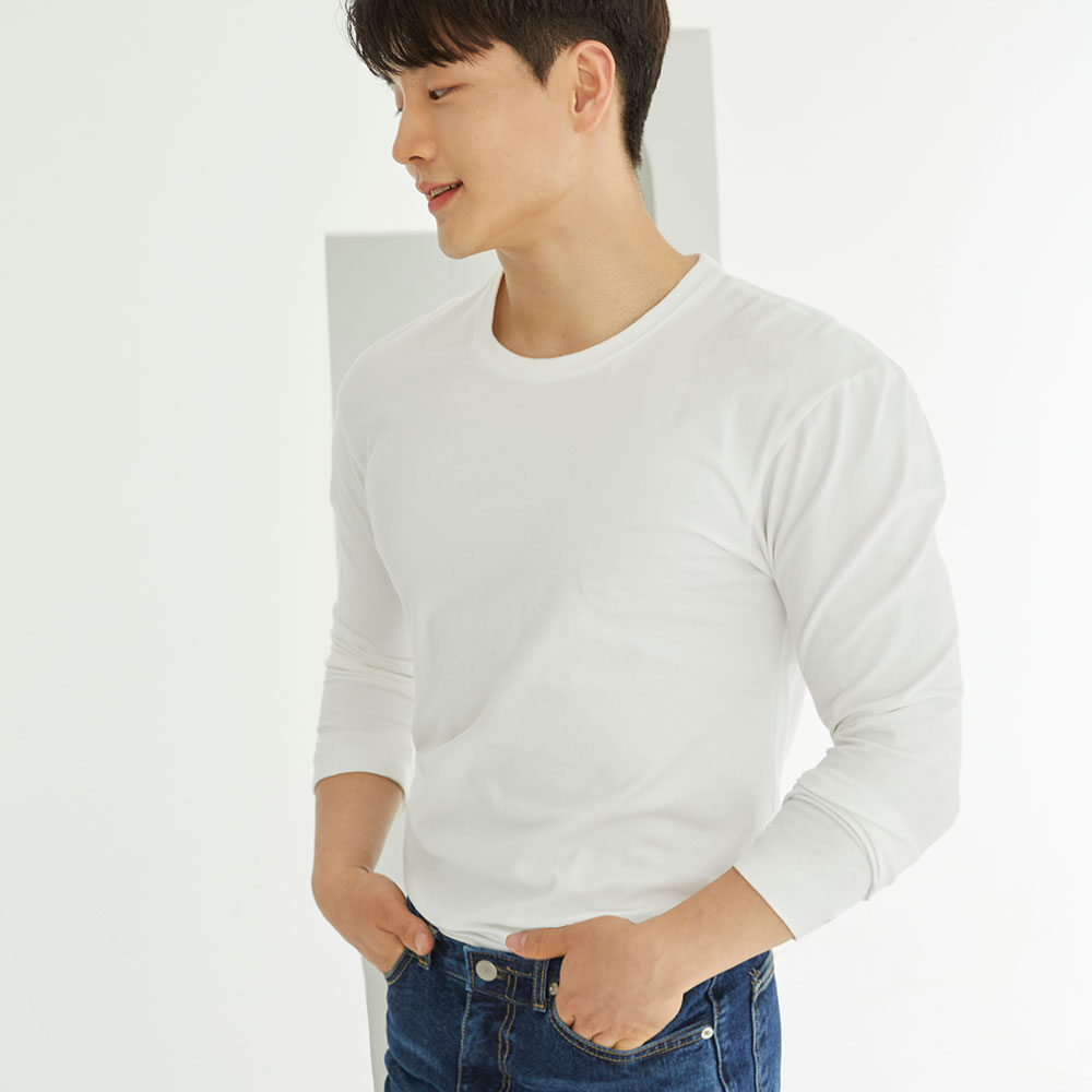 남자 머슬핏 긴팔 무지 티셔츠 쭉티버전 이미지 4