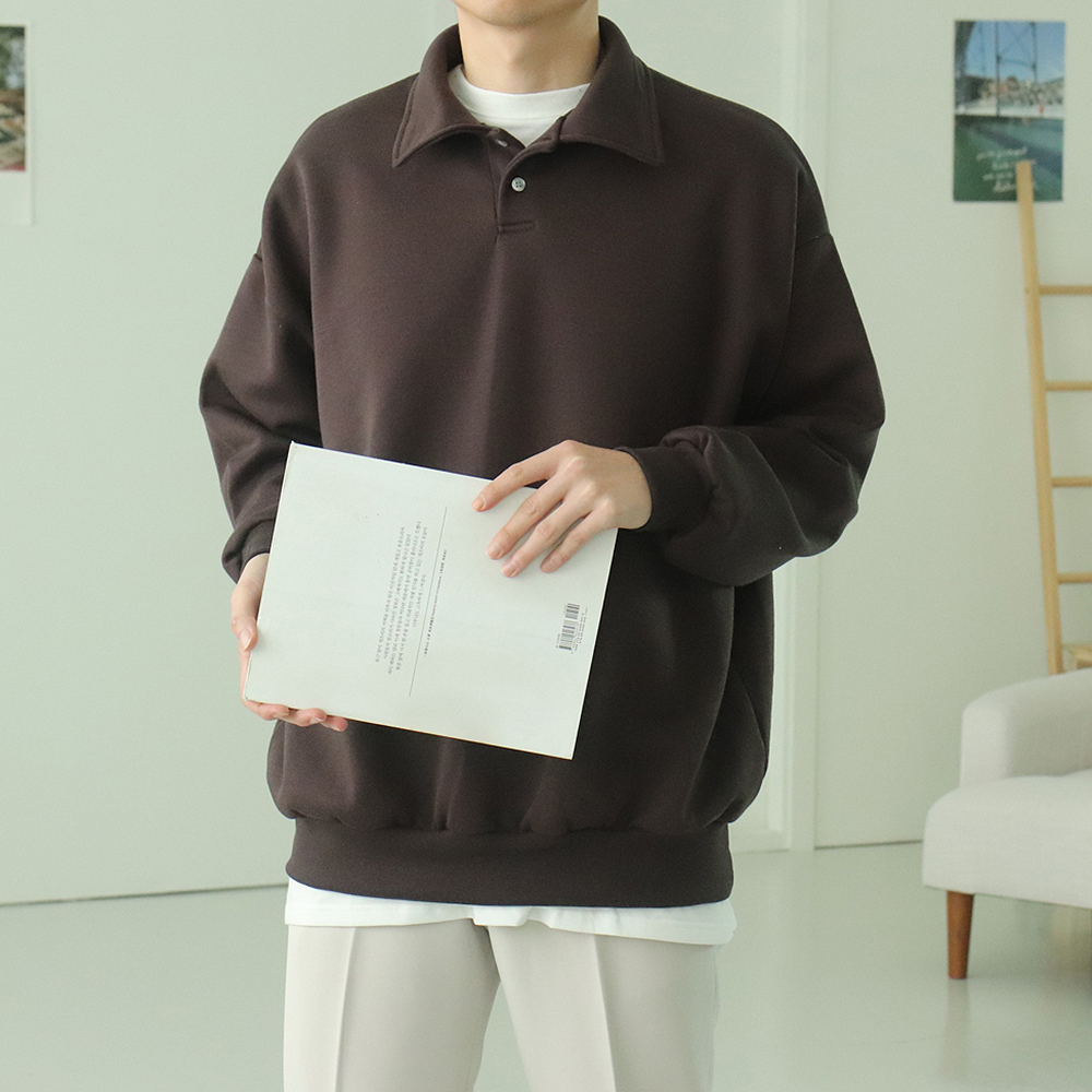남자맨투맨 남자 기모 카라 맨투맨 - 상세 이미지 2