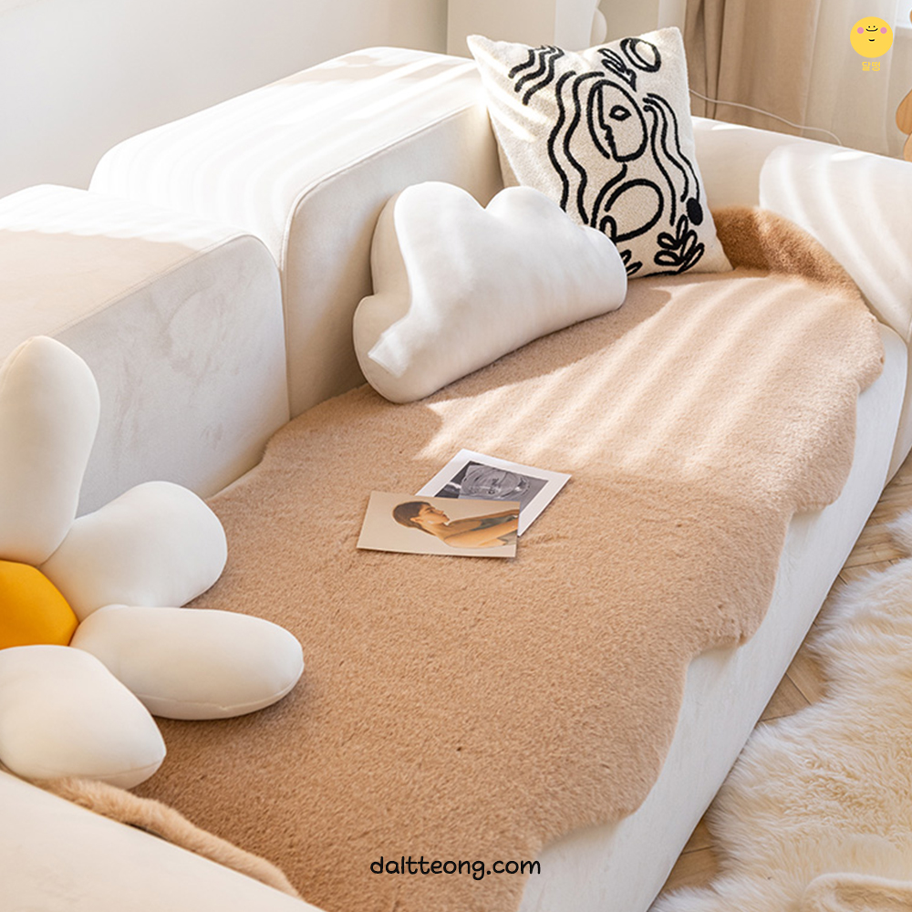 달떵 극세사 크림 밍크 퍼 쇼파 패드 러그 커버 매트 덮개 토퍼 3인4인 겨울70x150
