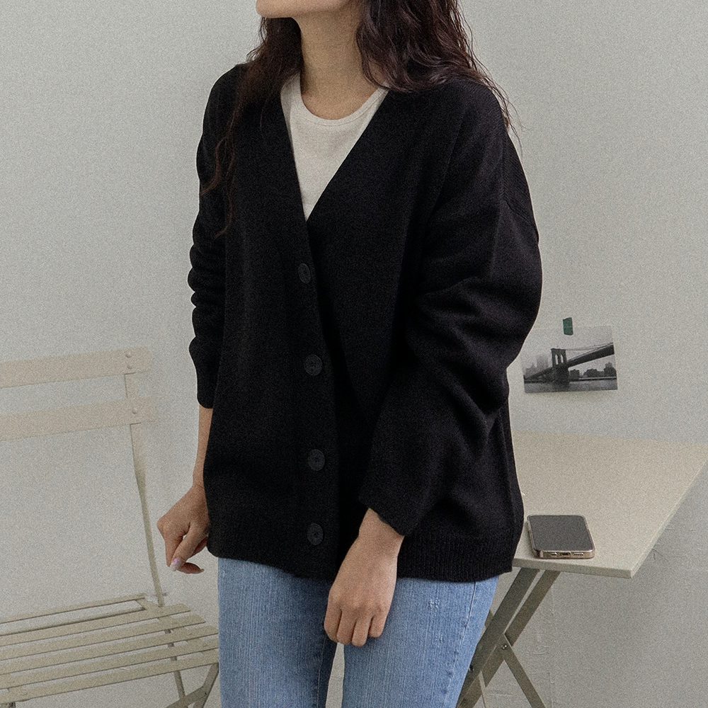 여성니트가디건 루즈핏 오버핏 브이넥 가을 봄 여자가디건 (애니타임) 이미지 7