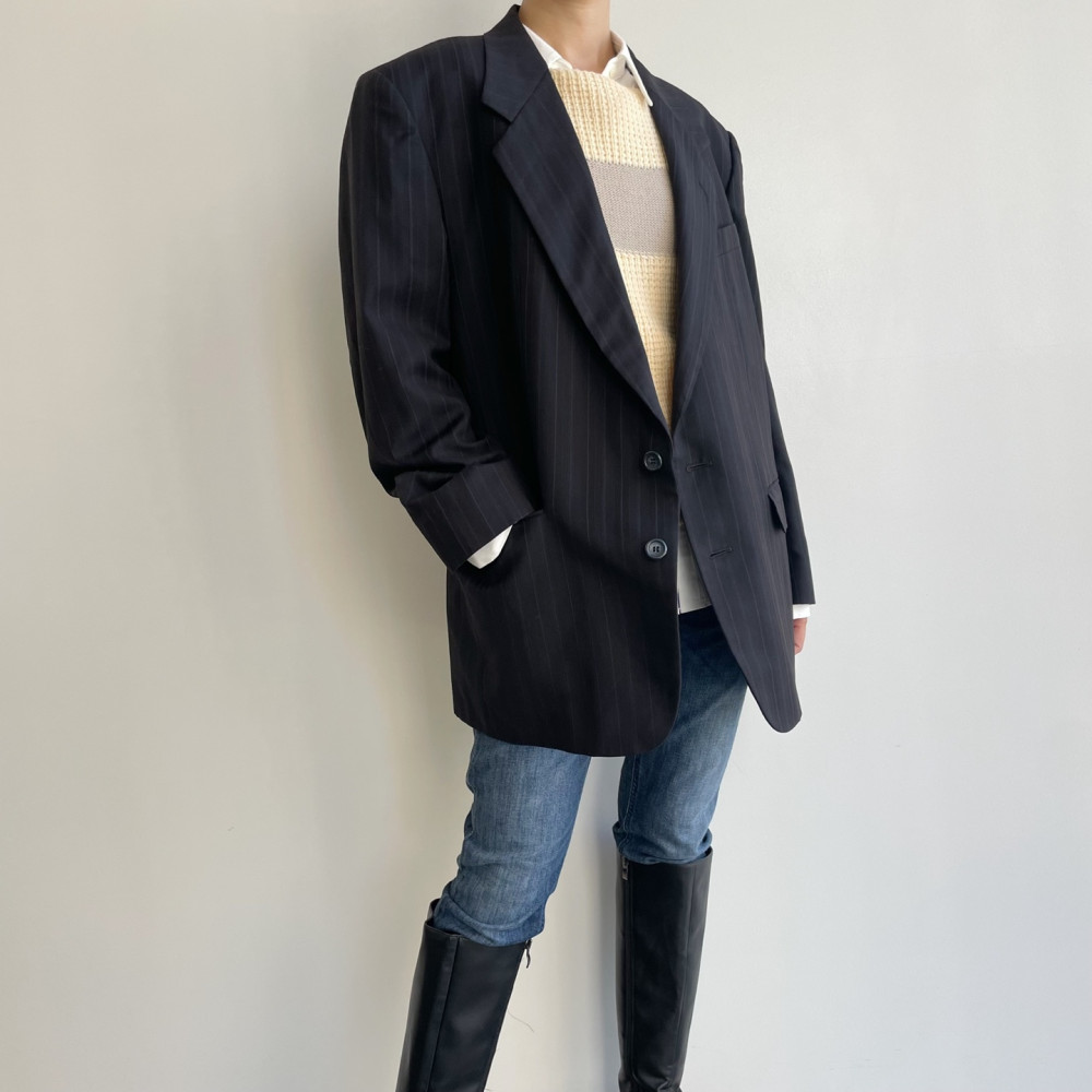 [중고]YVES SAINT LAURENT navy overfit wool jacket : as you like it