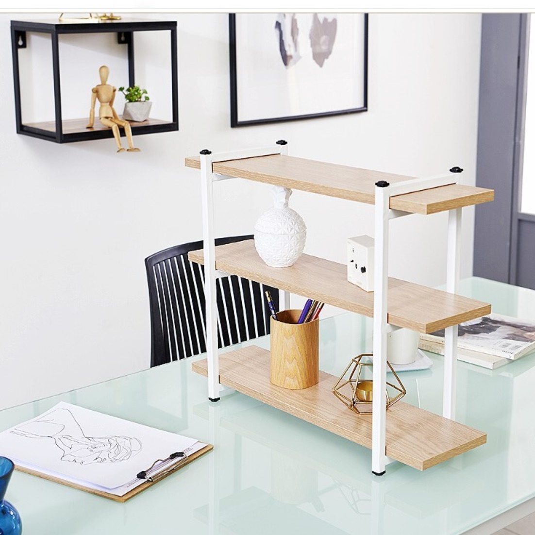 원목 화분 테이블 우드 화병 보조 테이블 선반 진열대 받침대 정리대 사이드 거실 벽 책상