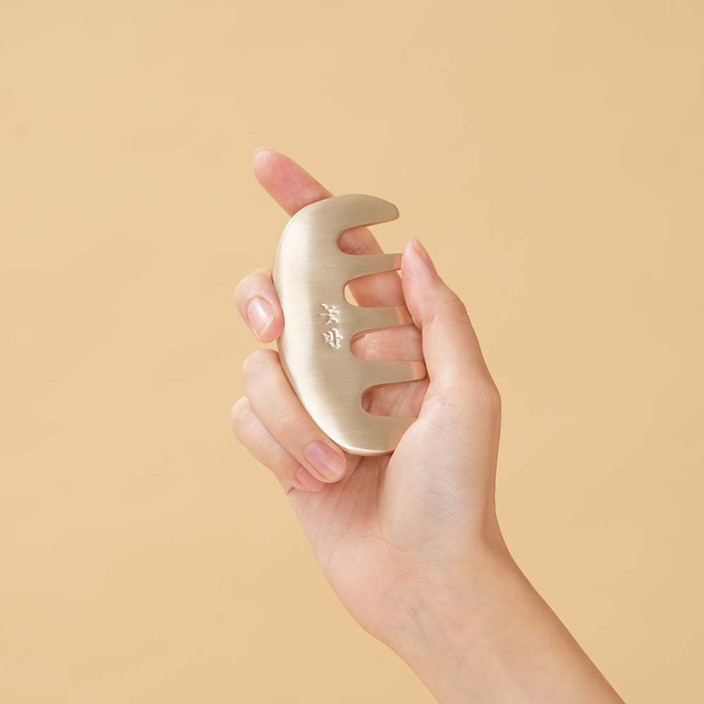 놋반 방짜유기 괄사마사지기 빗 두피마사지 두피괄사 - 상품 이미지