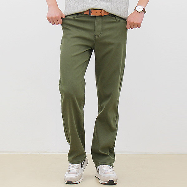 남자 기모 면바지 일자 퍼 본딩 겨울 바지 - 상세 이미지 4