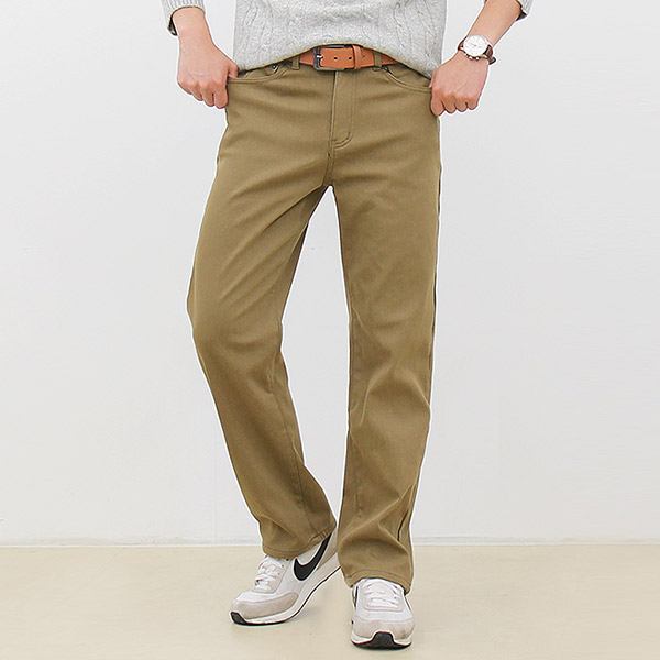 남자 기모 면바지 일자 퍼 본딩 겨울 바지 - 상품 이미지