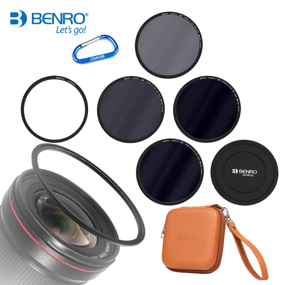 BENRO 자석필터 82mm 고급형 A키트 (ND8+ND64+ND500+ND1000+자석렌즈캡+자석82mm어댑터링+천연가죽 필터파우치)