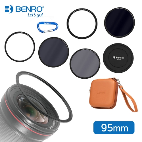 BENRO 자석필터 95mm ND8 키트 (ND8+ND64+ND1000+자석렌즈캡+자석95mm어댑터링+자석 95-82스텝다운링+천연가죽 필터파우치)