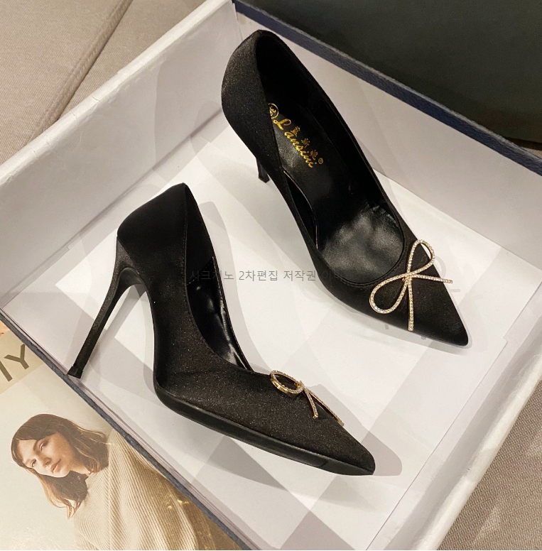 220-265 르에블 6,8,10cm 스틸레토 블랙 새틴 펌프스 하이힐 1color 상세 이미지 16