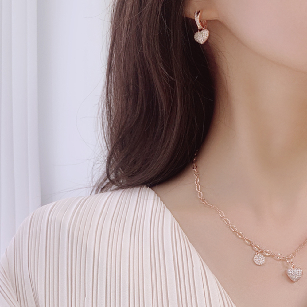 14K G.F 케이티 하트 귀걸이+목걸이 SET0118 - 상세 이미지 3