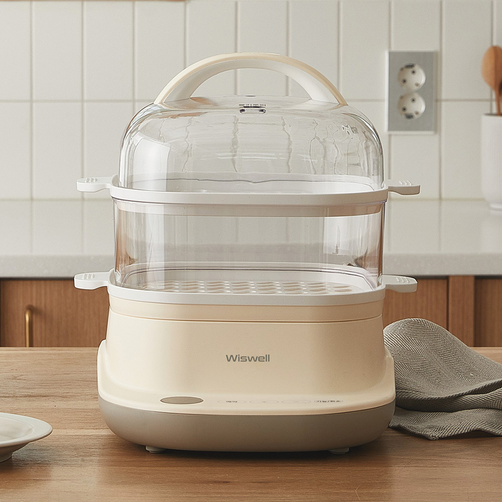 위즈웰 전기찜기 6L 예약 대용량 야채 스팀 계란 고구마 삶는 찌는 기계 가정용 다담