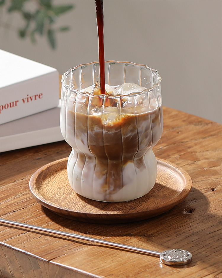 홈카페 유리컵 일자 내열유리 아이스 커피 맥주 예쁜 물잔 집들이선물 잔플리츠컵 300ml