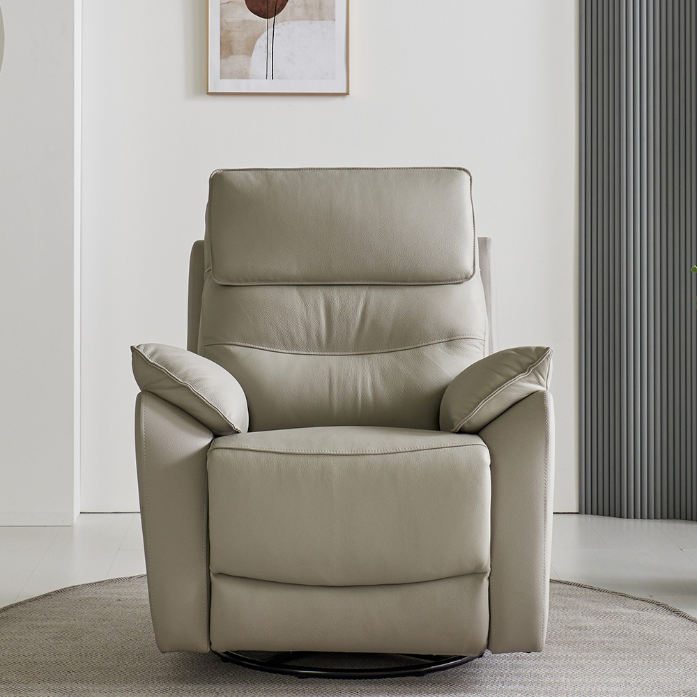 스코나 덱스터 천연 황소 통가죽 흔들 회전 1인 리클라이너 소파