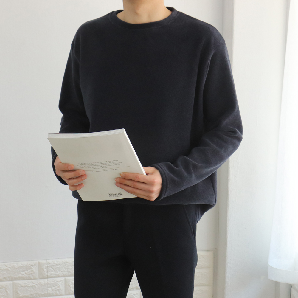 남자 긴팔티 오버핏 후리스 겨울 이너 남자 기모 티셔츠 이미지 4