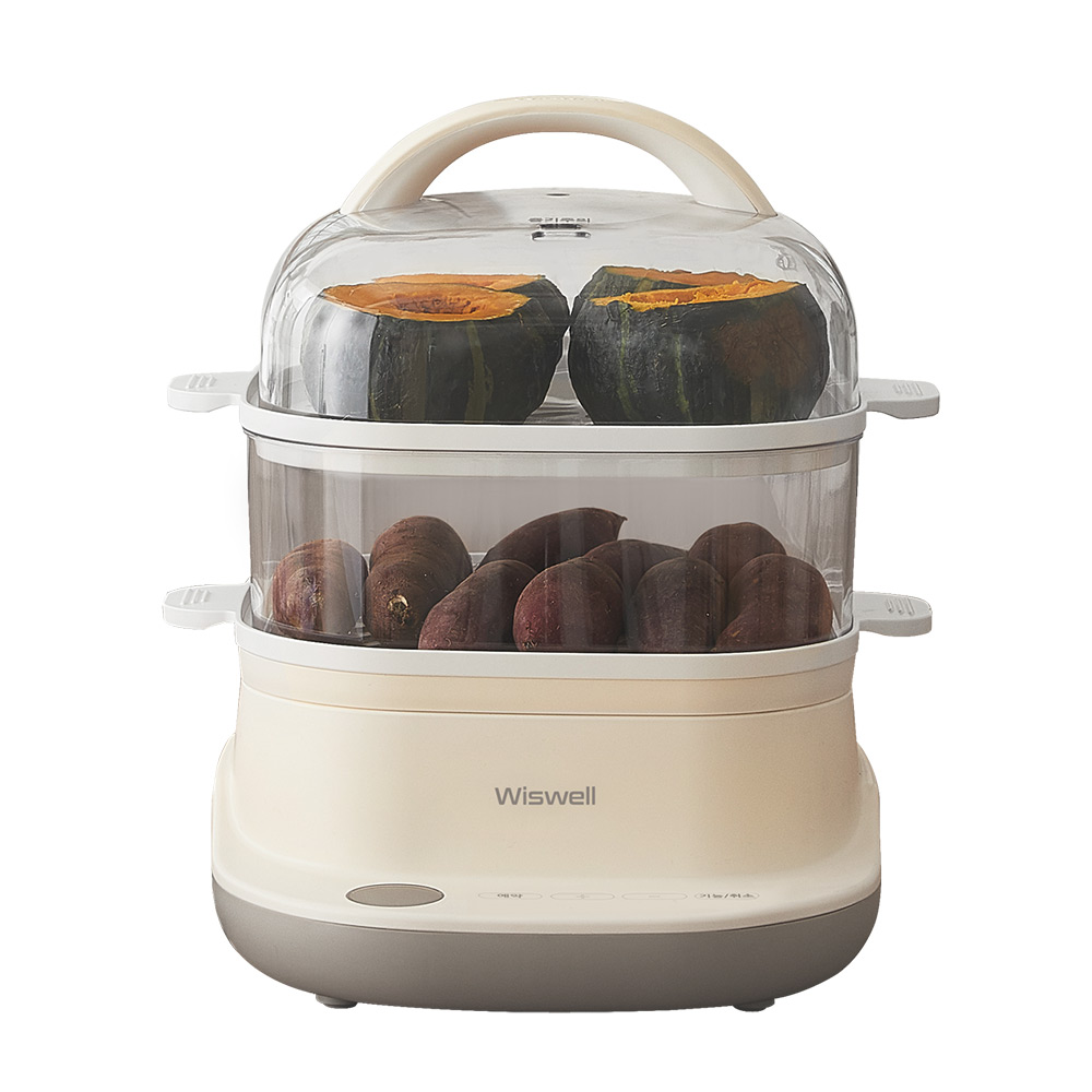 위즈웰 전기찜기 6L 예약 대용량 야채 스팀 계란 고구마 삶는 찌는 기계 가정용 다담