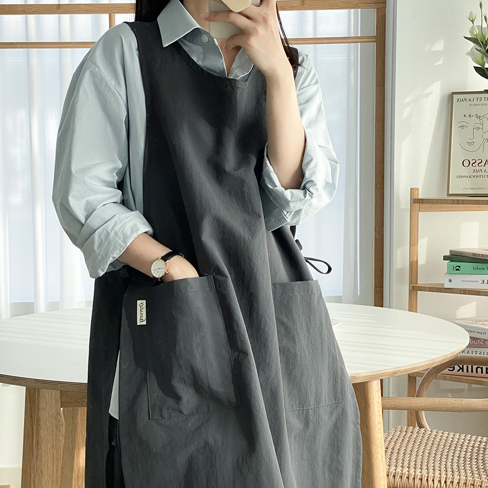 한스데이 애견 방수 롱트임 미용사 실습복 어린이집 카페 미용실 앞치마