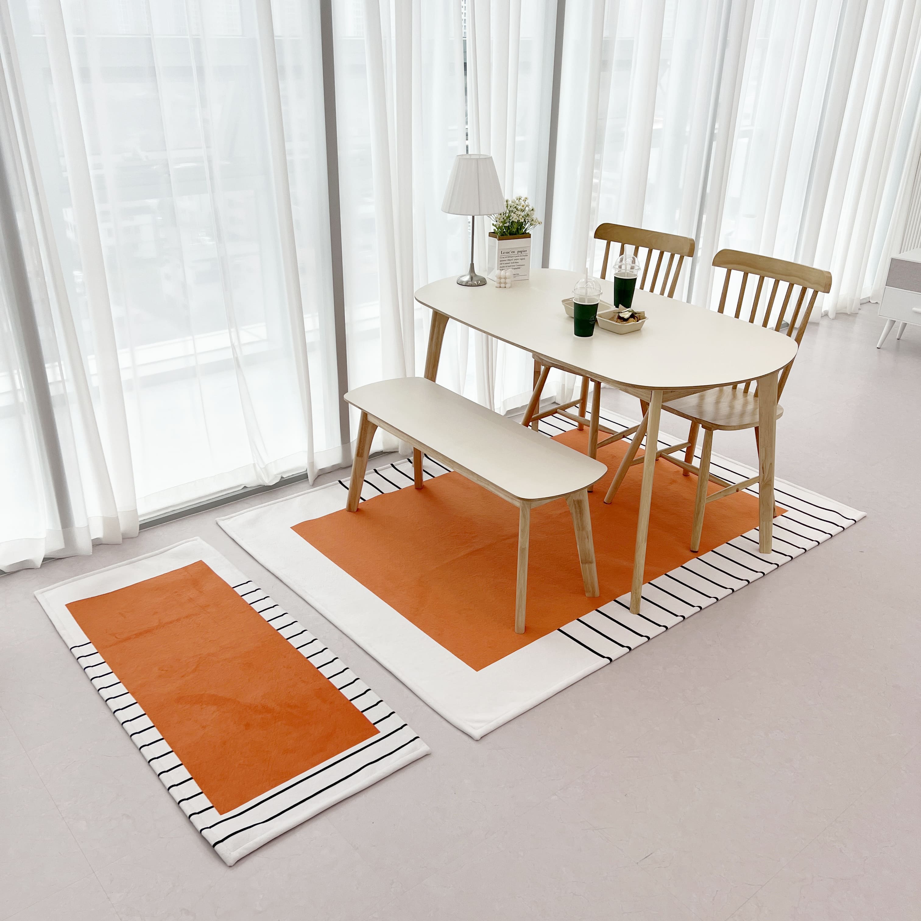 사계절 디자인 거실러그 카페트 8종 룸매트 (60x140cm) no.16-1 키 오렌지 이미지 7
