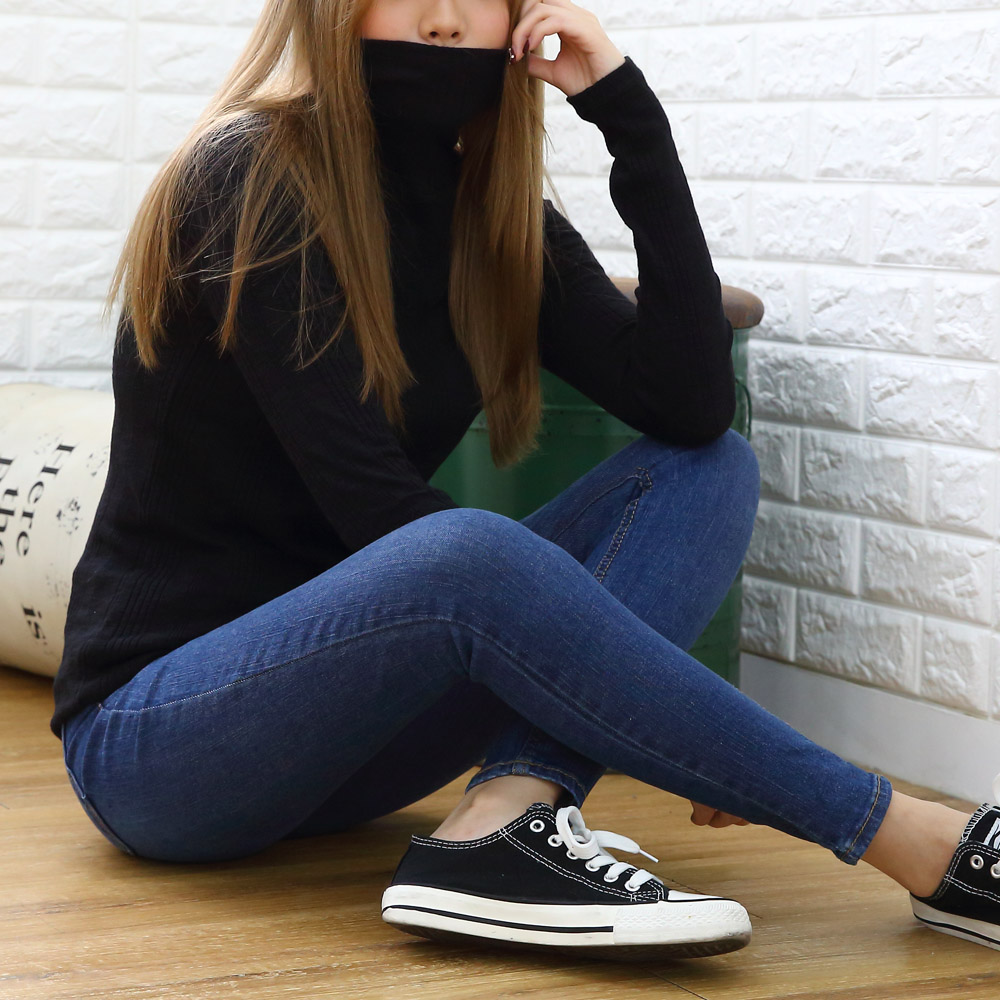 여성 목티 변형 골지 폴라티 가을 겨울 목폴라티 이너 스판 면 핑크 검정 화이트 이미지 7