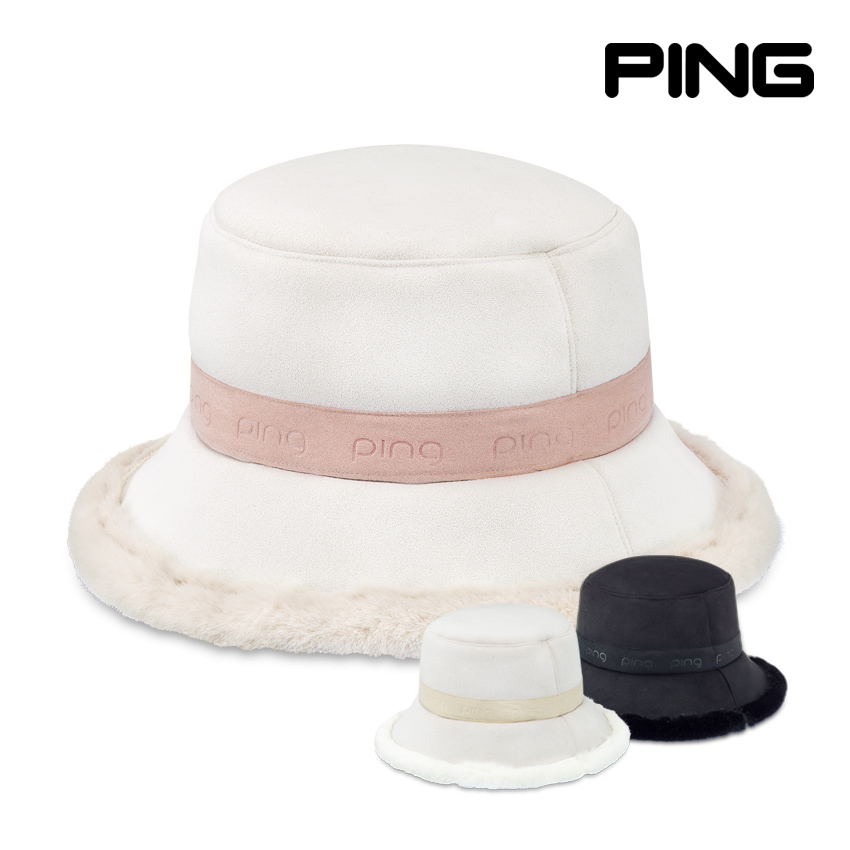 핑 여성 무스탕 겨울 버킷햇 골프모자
