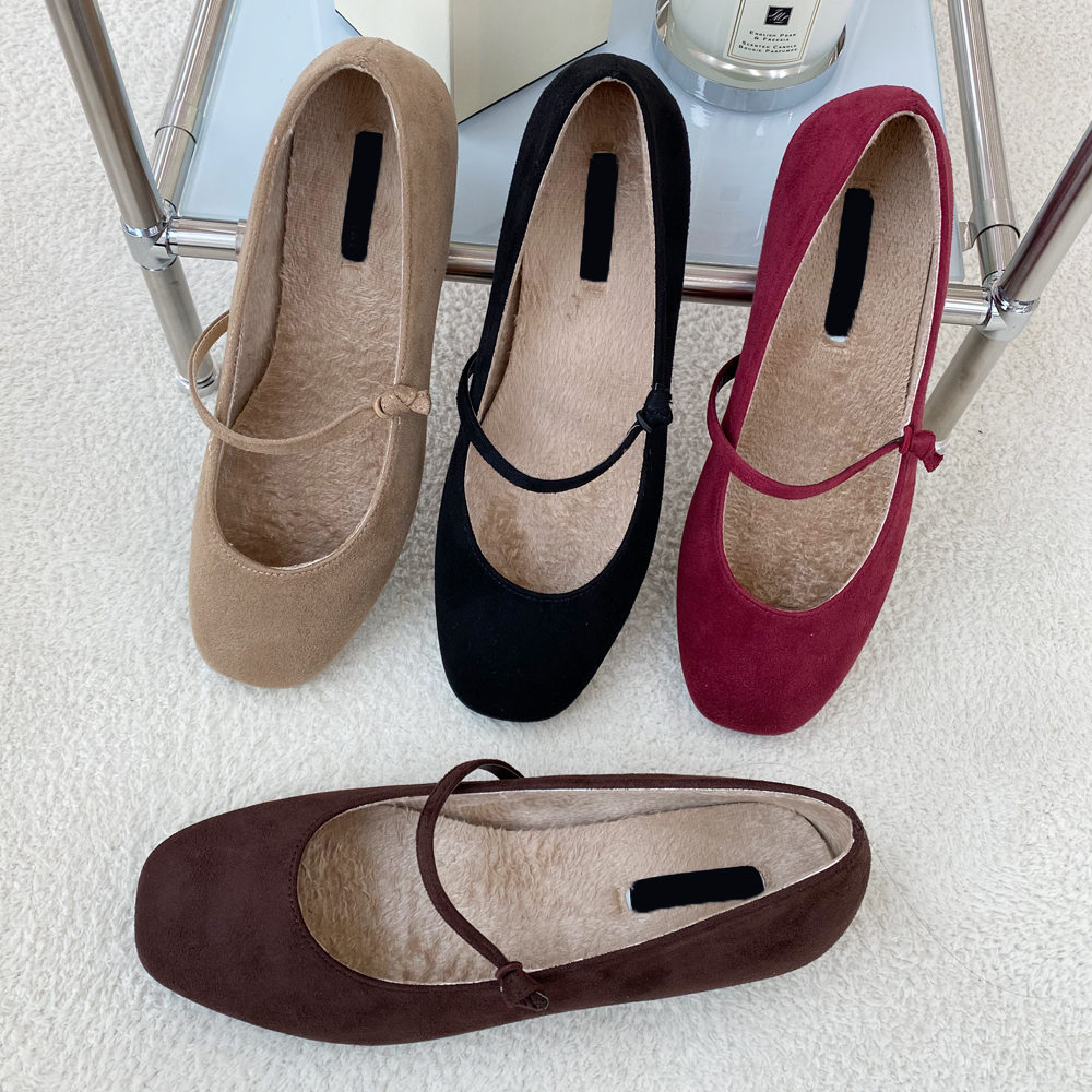 발편한 퍼플랫 메리제인 겨울 스웨이드 플랫슈즈