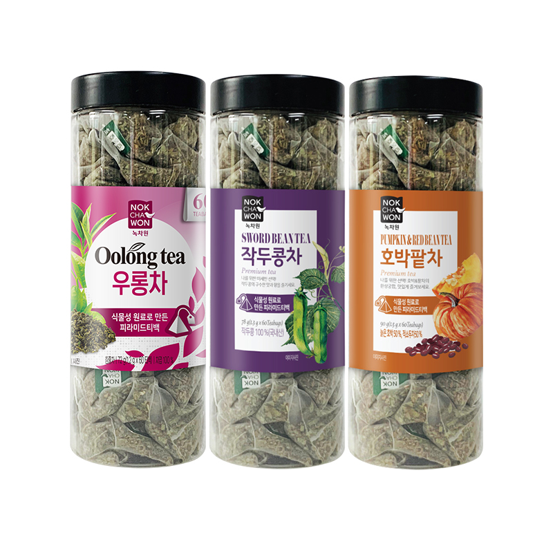 [녹차원] 대용량 건강차 60티백 3종세트 작두콩차+우롱차+호박팥차