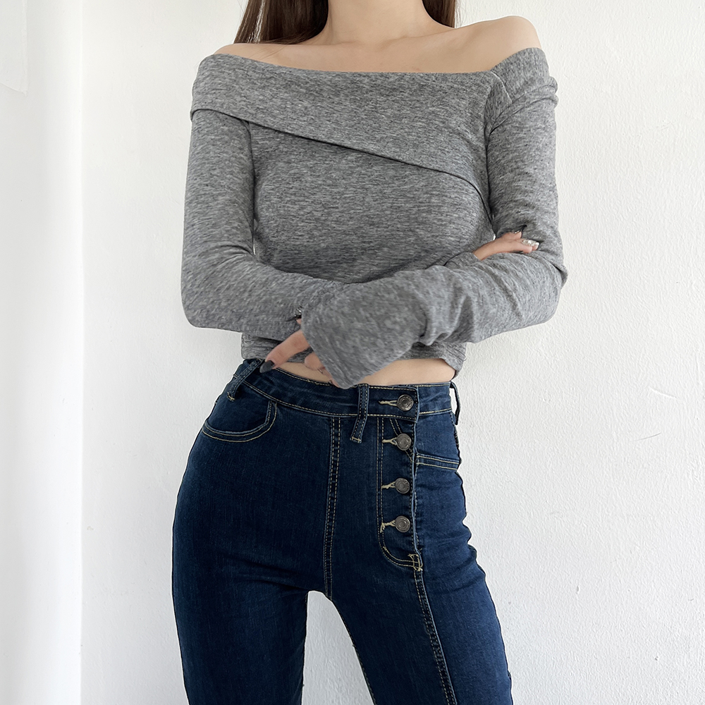 모델소장 청순 섹시 오프숄더 언발 크롭티셔츠 4color 이미지 4