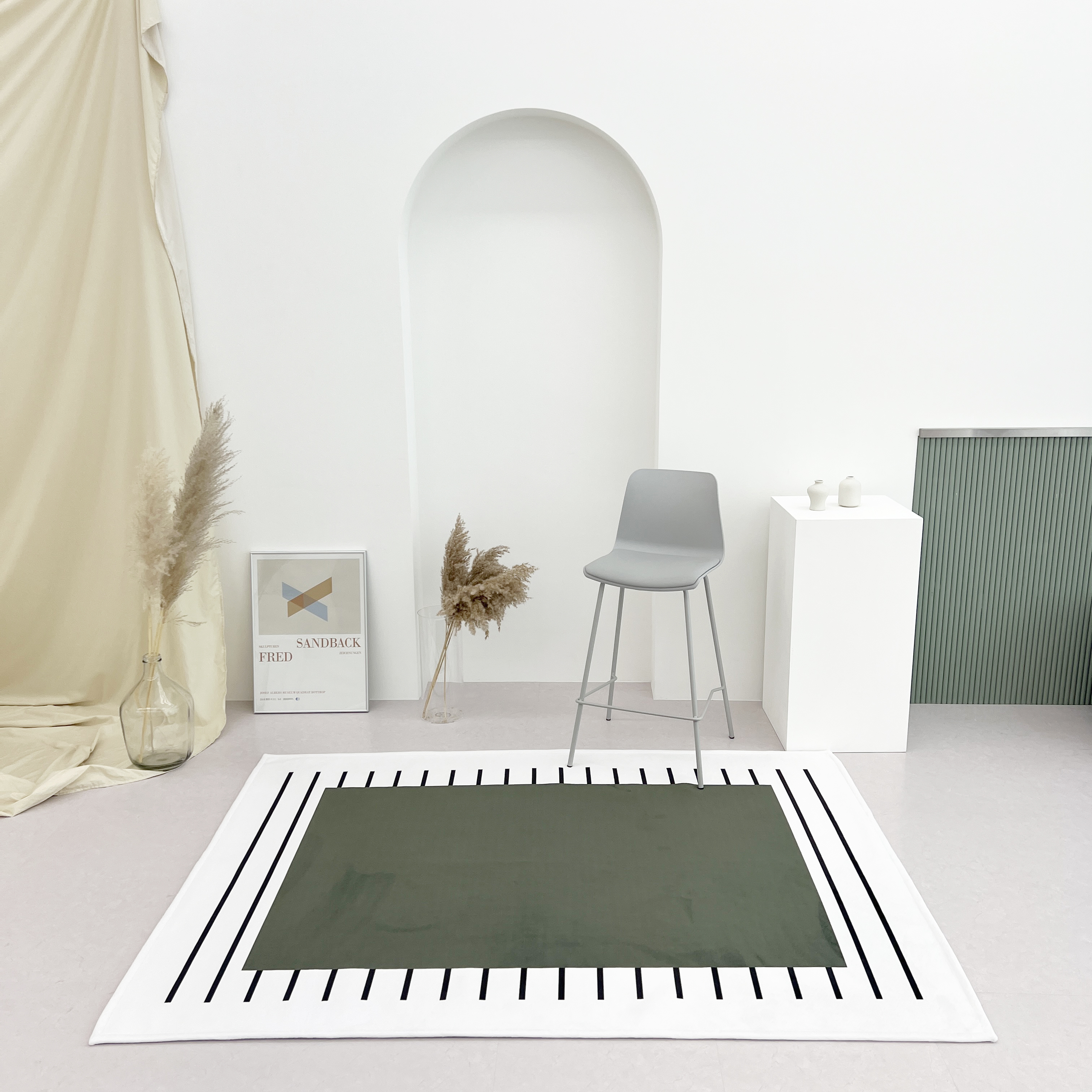 사계절 카키 단모 워셔블 한평 no17 발매트 스몰러그 (60x140cm) 이미지 6