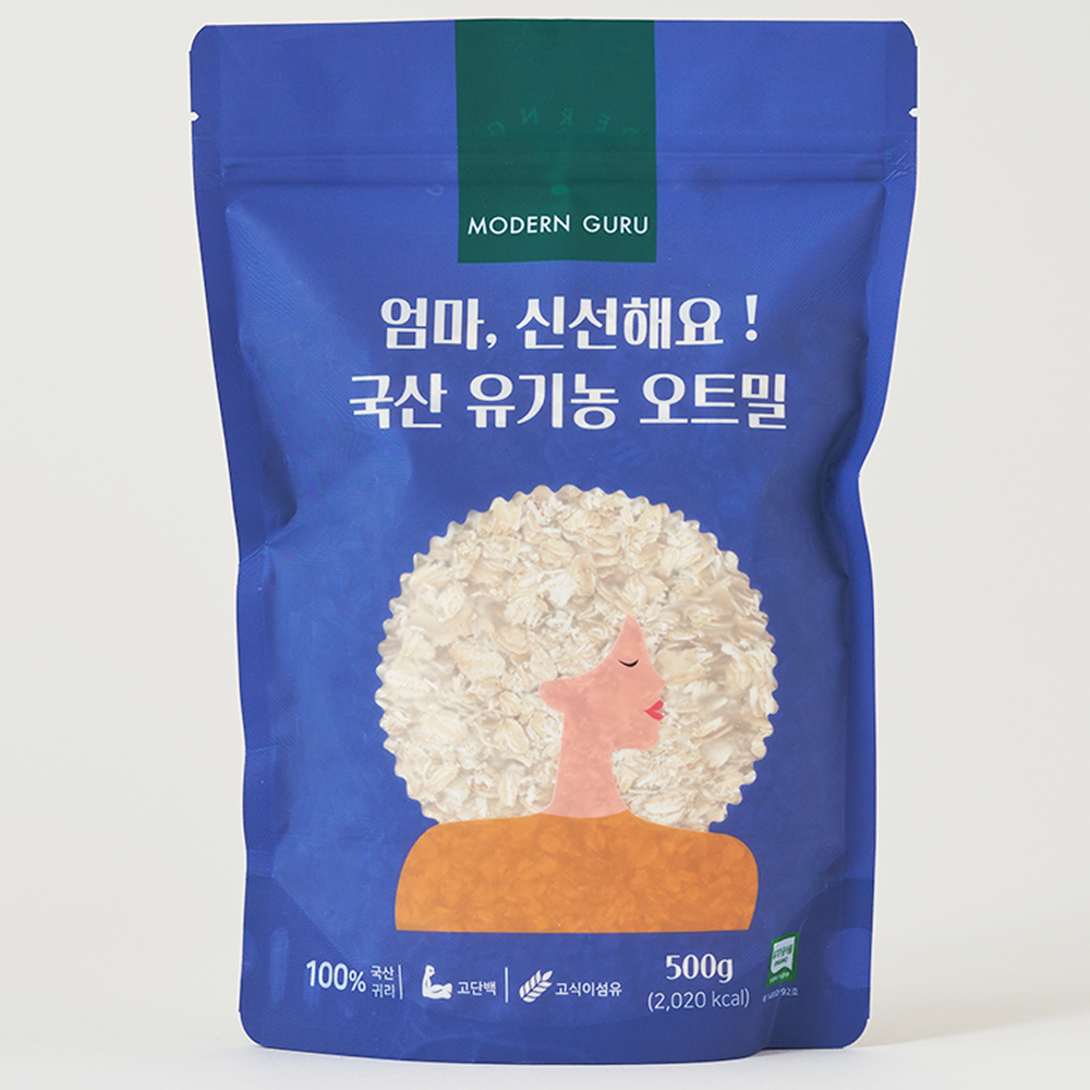 [무배] 모던구루 국산 유기농 오트밀 500g 편스토랑 롤드오트 압착귀리 아기 이유식 대용