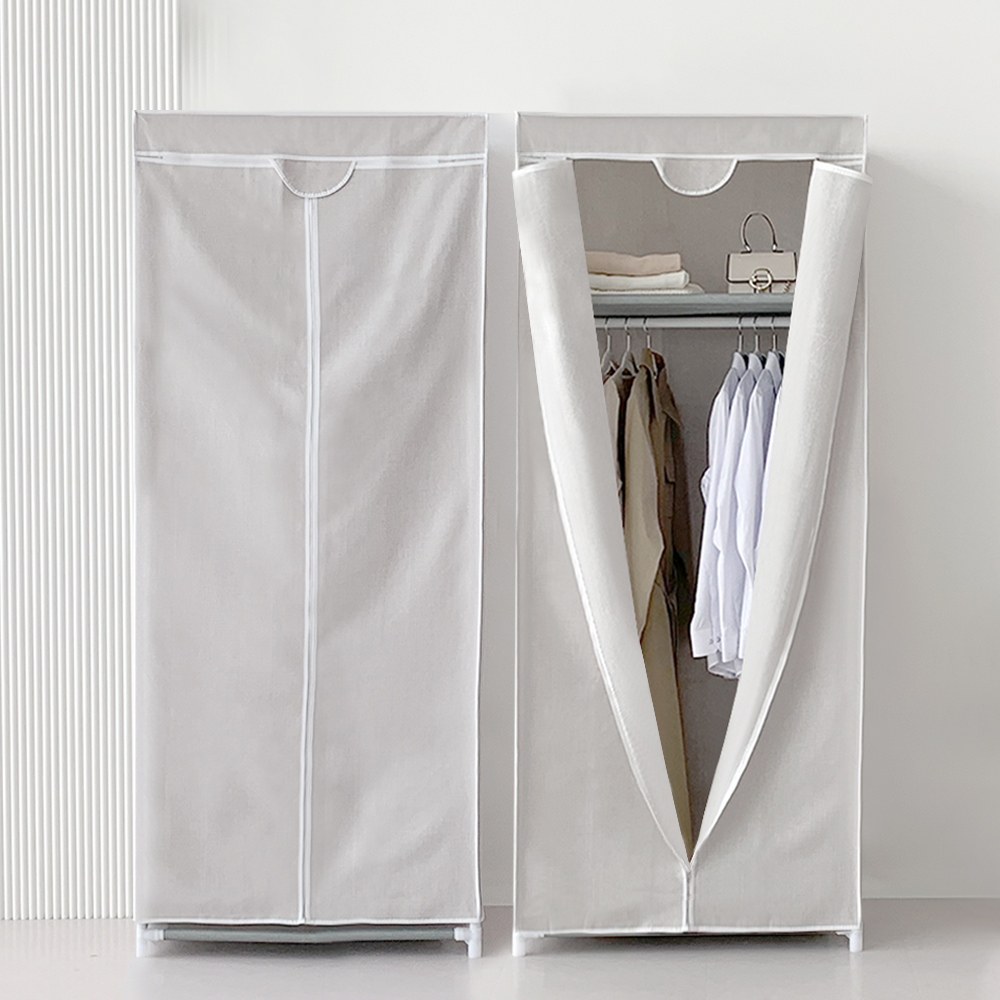 이안리빙 린넨패브릭 커버형 비키니옷장 시스템행거 원룸행거 심플형