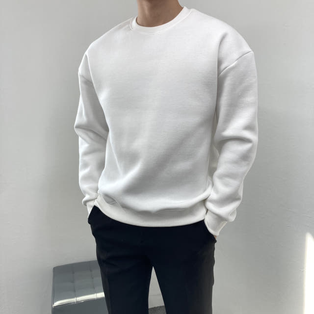남자 무지맨투맨 후드티 오버핏 기모 기본 라운드넥 긴팔 티셔츠