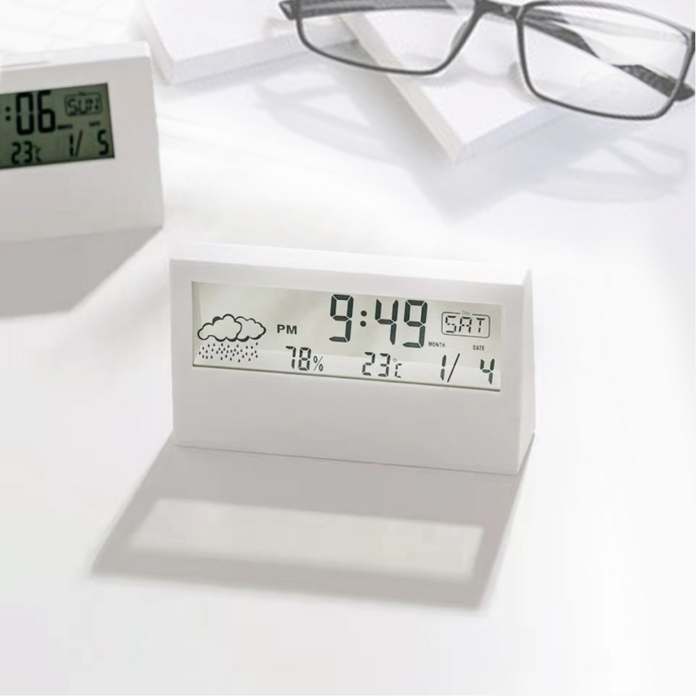 투명창 인테리어 탁상시계 온습도 건전지 디지털 알람시계