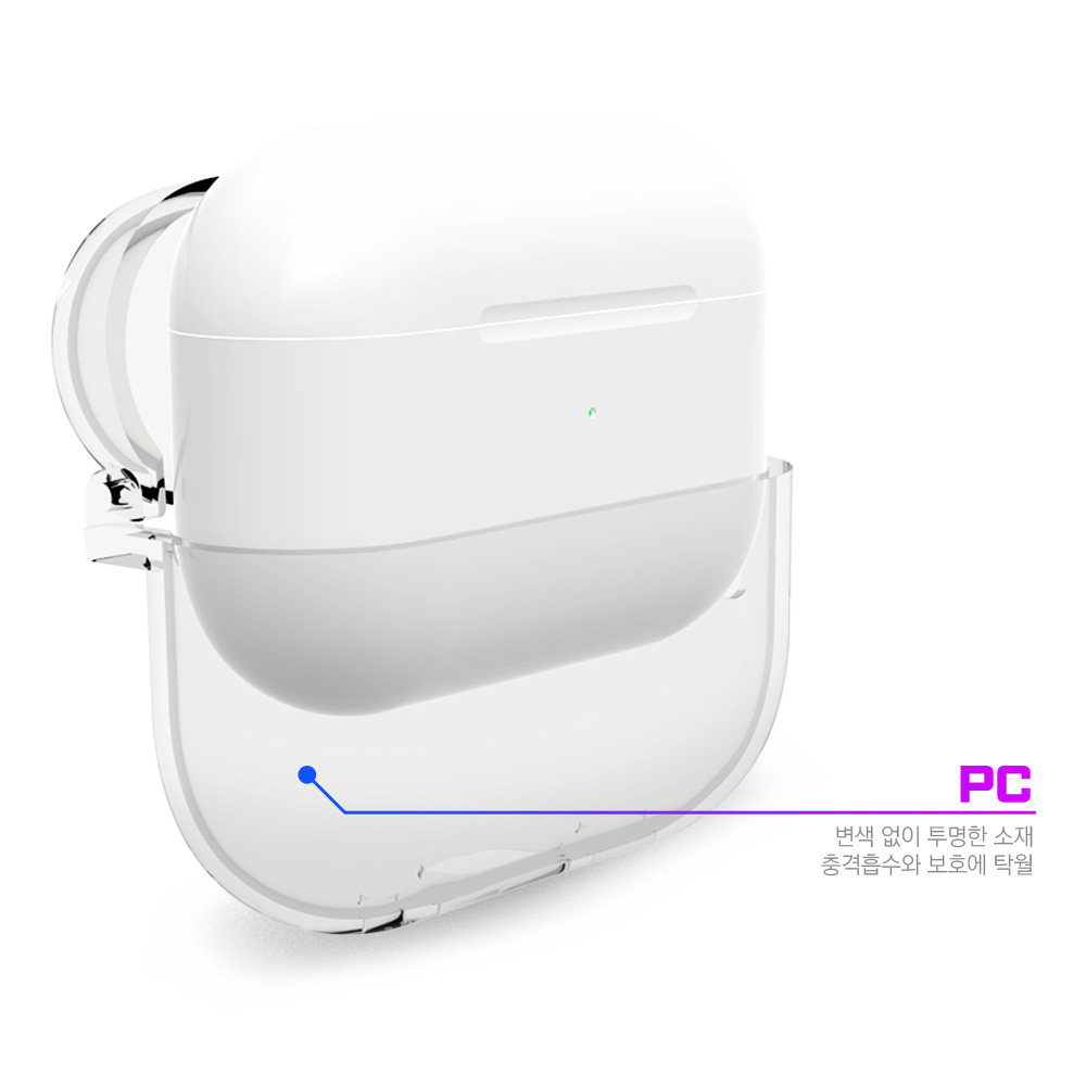 에어팟 프로 2세대 케이스박스 클리어 투명 케이스 + 스트랩 - 상세 이미지 4