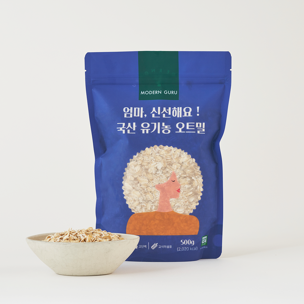 모던구루 국산 유기농 오트밀 500g 편스토랑 롤드오트 압착귀리 아기 이유식 대용 이미지 2
