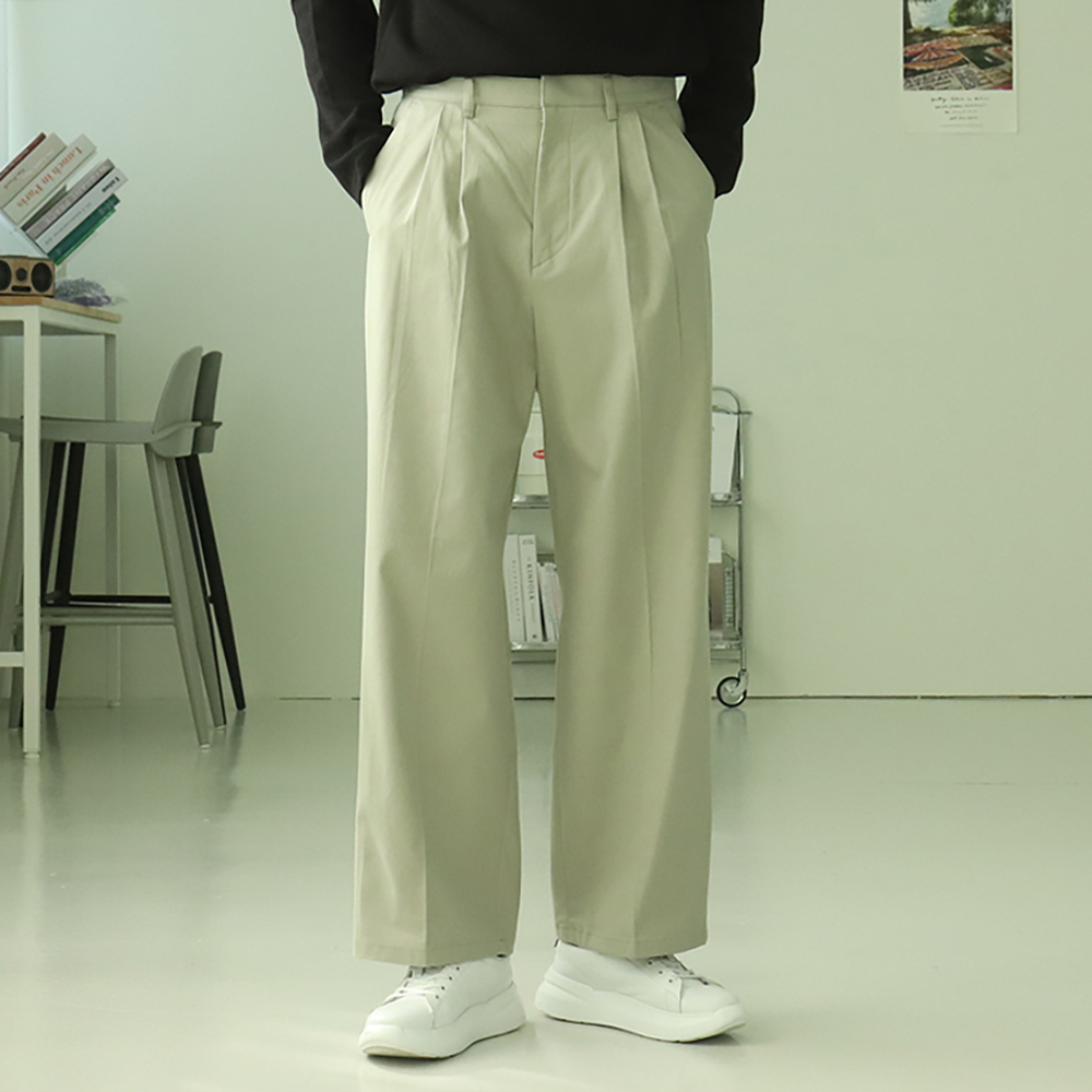 남자와이드슬랙스 통큰바지 치노 밴딩팬츠 남자면바지 제품 이미지