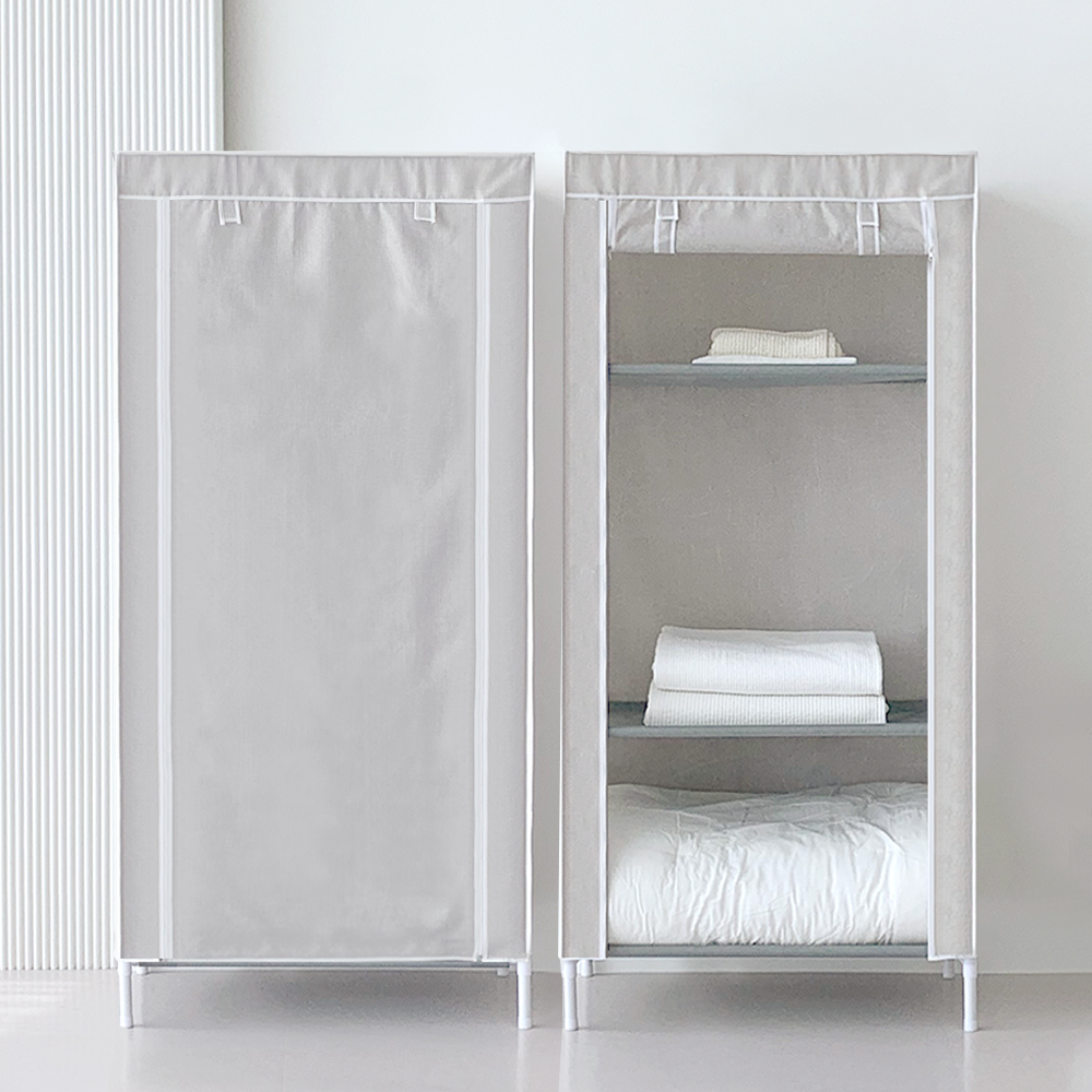 이안리빙 린넨패브릭 비키니옷장 시스템 행거 옷걸이 심플 80SG