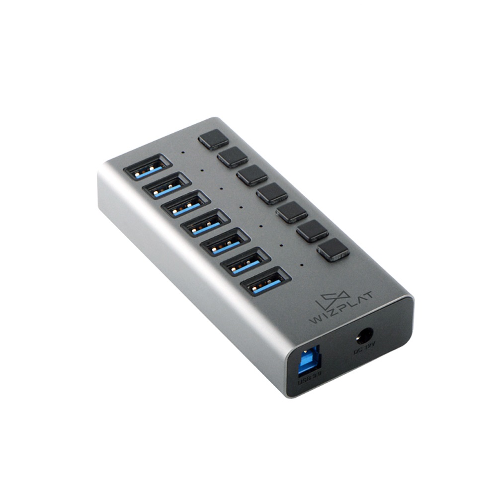 위즈플랫 WIZ-H72S 유전원 USB허브 7포트 USB3.0 개별스위치 36W 충전지원 - 메인 이미지