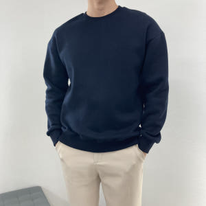 남자 무지맨투맨 후드티 오버핏 기모 기본 라운드넥 긴팔 티셔츠 착용 후기 | 사이즈/핏 총정리 - 상품 이미지 4