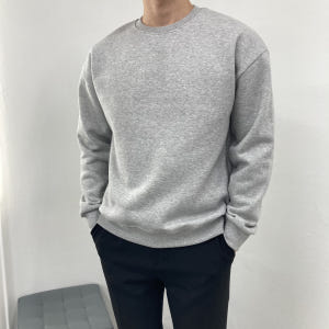 남자 무지맨투맨 후드티 오버핏 기모 기본 라운드넥 긴팔 티셔츠 착용 후기 | 사이즈/핏 총정리 - 상품 이미지 3