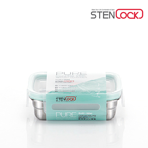 스텐락 스텐304 반찬통 퓨어직사각 밀폐용기 350ml, 3호, 1개 - 상품 이미지